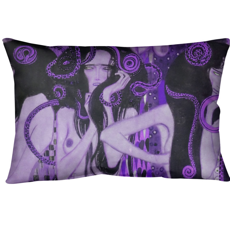 Housse de coussin lombaire frise beethoven, Mauve, Faux lin
