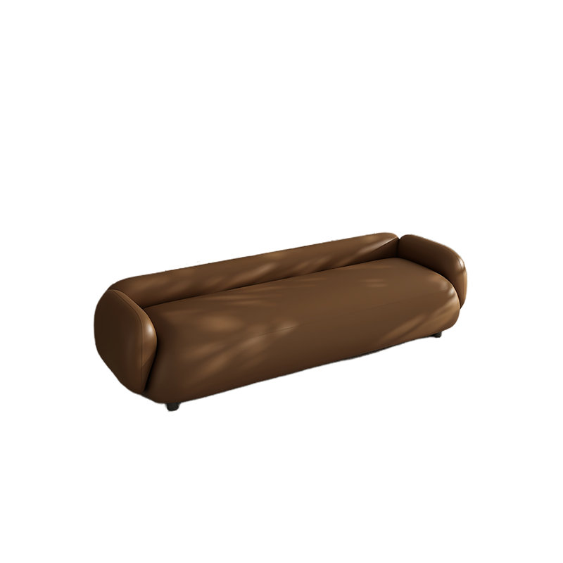 Banc rembourré en cuir Shelice, H 18,89 po x l 59,05 po x P 19,68 po, Brun