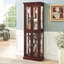 Curio Cabinet Lighted Curio Diapaly Cabinet With Adjustable Shelves And Mirrored Back Panel, Tempered Glass Doors (6 Tier), (E26 Light Bulb Not Included)-2169127