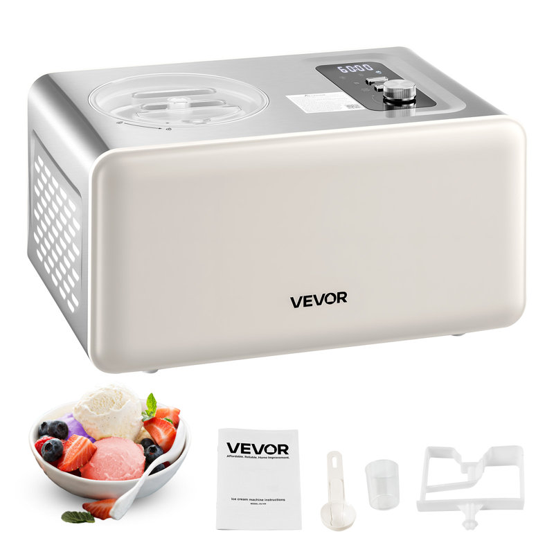 Automatic Ice Cream Maker with Built-in Compressor, 2 Quart No Pre-freezing Gelato Maker, 3 Modes Compressor Ice Cream Machine for Home Kitchen, Electric Sorbet-Maker