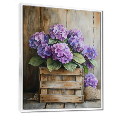 Esteban Hydrangeas Bouquet In A Wooden Crate II - Hydrangea Wall Art