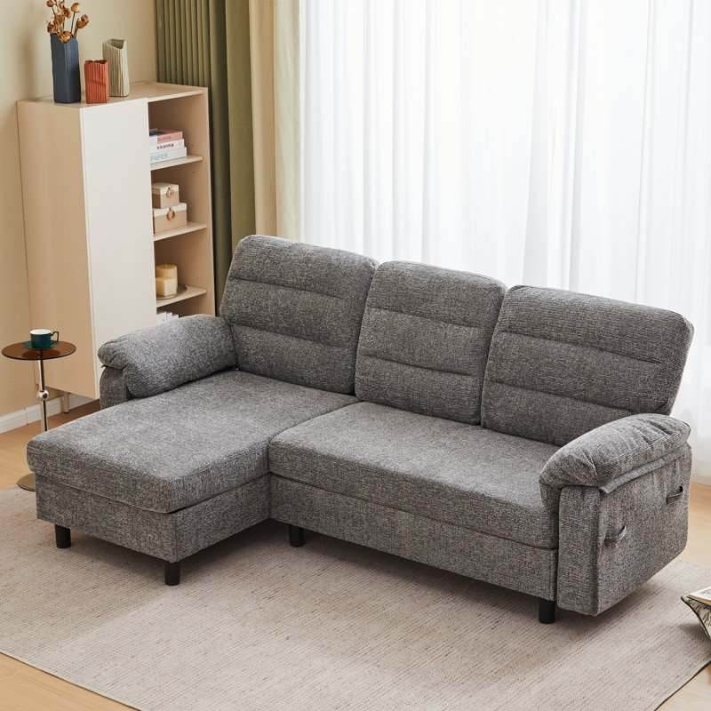 3-Seat Sectional Sofa - Modular Deep Seat Sleeper Couch with Chaise, Comfy Upholstered Furniture for Living Room, Apartment, Office