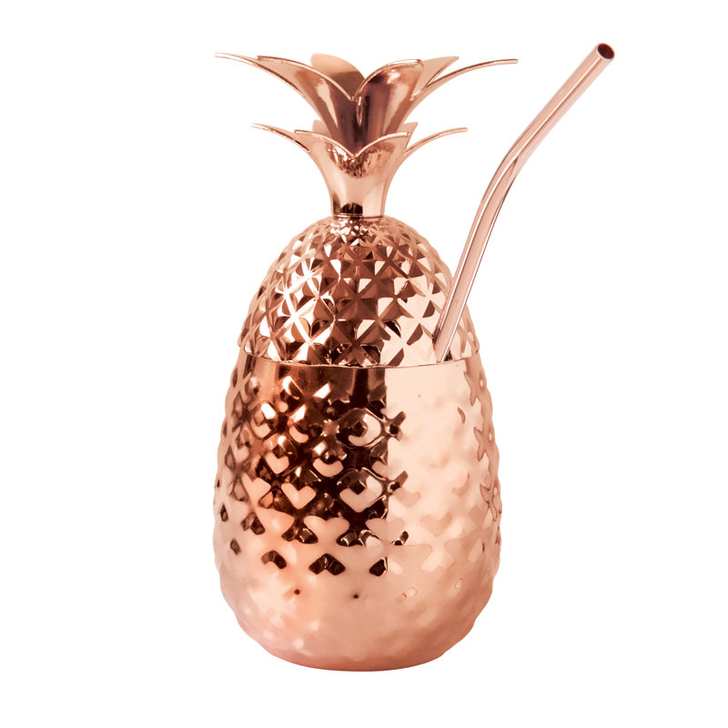 Oggi Barware (350 ml, 12 oz) Pineapple Cup w/ Lid & Stand