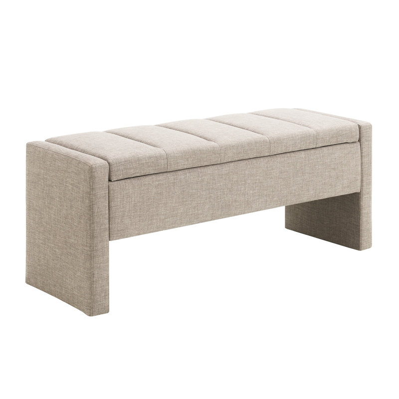 Banc de bout moderne avec rangement, grand tabouret de repose-pieds rembourré, banc de meuble-lavabo de fenêtre confortable pour salon, chambre à coucher, dortoir, table basse, lin 