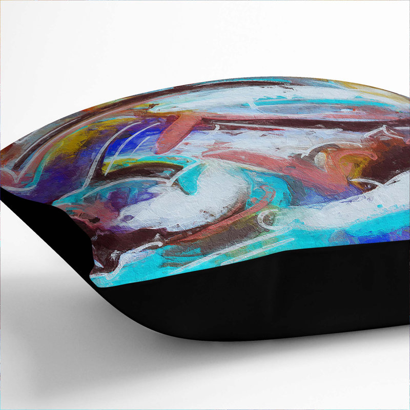 Abstract Square Throw Cushion, 55 x 55 cm, Black