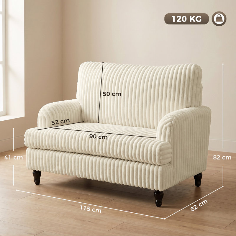 Upholstered Corduroy Armchair, Cream, Black Corduroy