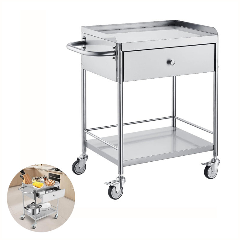 Chariot utilitaire en acier inoxydable 2 couches
