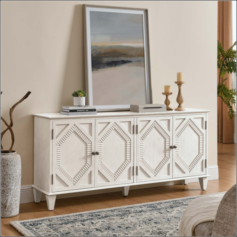 Buffet Mid Mid Century, Blanc antique