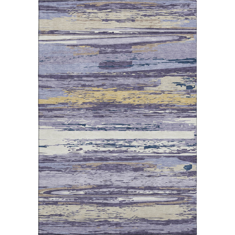 Premium Machine Washable Mayfield AMF2287 Striped Rug, 2'6" x 3'10", Lavender
