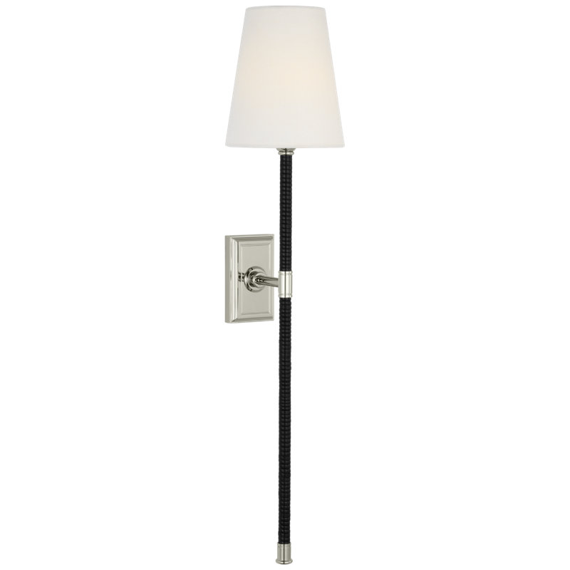 Basden 1 - Light Candle Wall Light, Polished Nickel/Black, 28.5" H x 6" W x 6.75" D