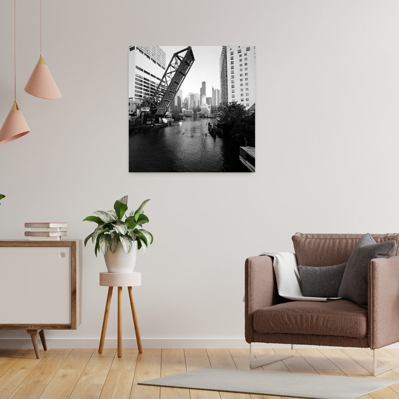 Pont-levis sur une rivière Kinzie Street, pont de Chicago, rivière Chicago, comté de Cook, Illinois, États-Unis, abstrait, paysage contemporain, art naturel