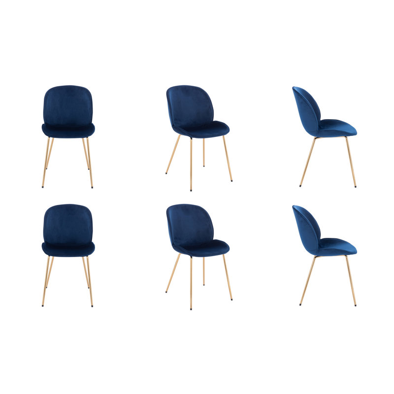 Ensemble de 6 chaises en velours de lotus Elegant Design, Bleu