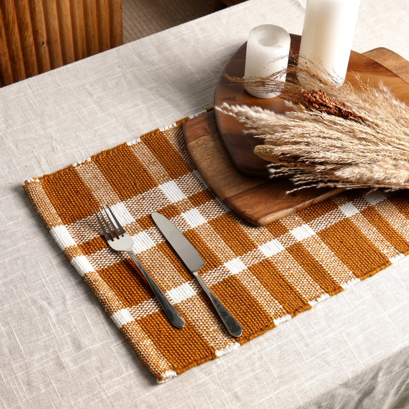 Polyester Striped Placemat, Gold