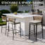  Ensemble de salle à manger pour 4 personnes en métal avec table de bar rectangulaire, coussins inclus-1199972255-1199972249