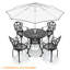 Ensemble de salle à manger rond de patio 5 pièces de 90 cm (35,43 po) avec trou pour parasol, 5 fauteuils avec coussins beiges-1108341038-1108341039