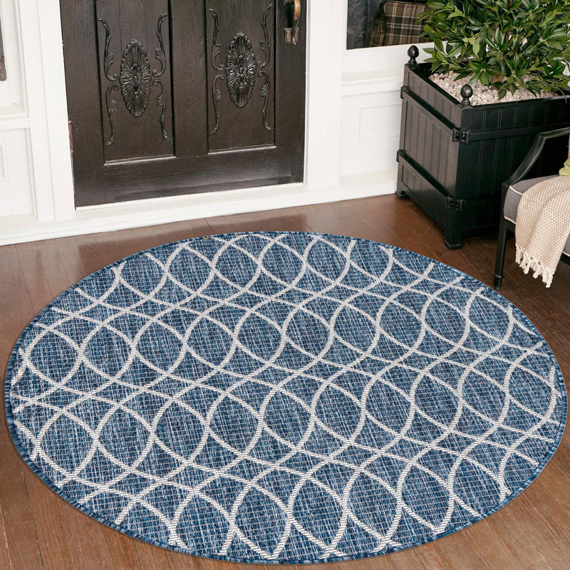 Tapis d'extérieur Blue_Unique, Rond 3 pi