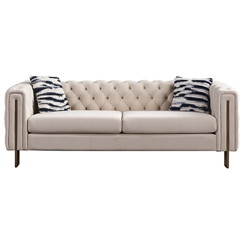 Subra Upholstered 84.25 " Sofa, Cream Velvet