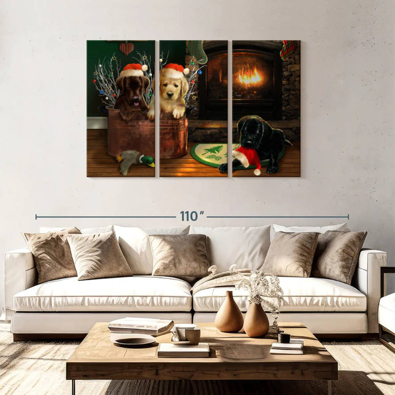 Brampt Fireside Lab Trio, 48" H x 74" W