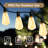 60ft Solar Powered Outdoor String Lights With Remote And 15+1 Shatterproof Led Bulbs, Waterproof, Warm White, Usb Rechargeable-125130466