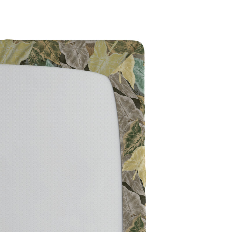 Drap-housse à motif floral Ambesonne, Vert forêt, gris pâle / floral, Drap-housse grand