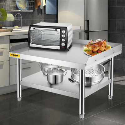 Support pour barbecue en acier inoxydable VEVOR, table en acier inoxydable, table avec support de rangement réglable pour la cuisine d'hôtel, de maison et de restaurant