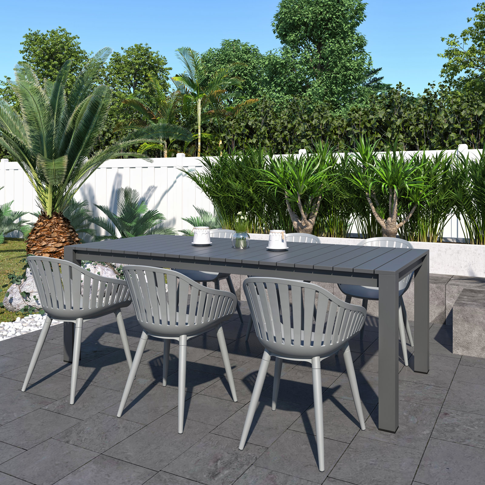 Ammelie 87" Patio Dining Table, Gray