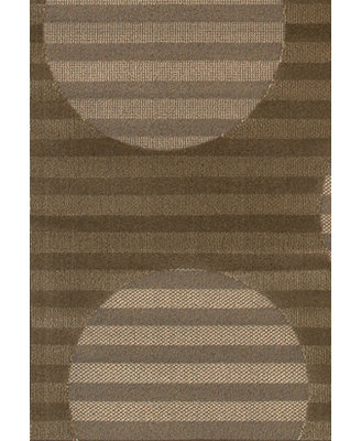 Veliz Machine Made Brown Tan Stripe Polypropylene Indoor Area Rug