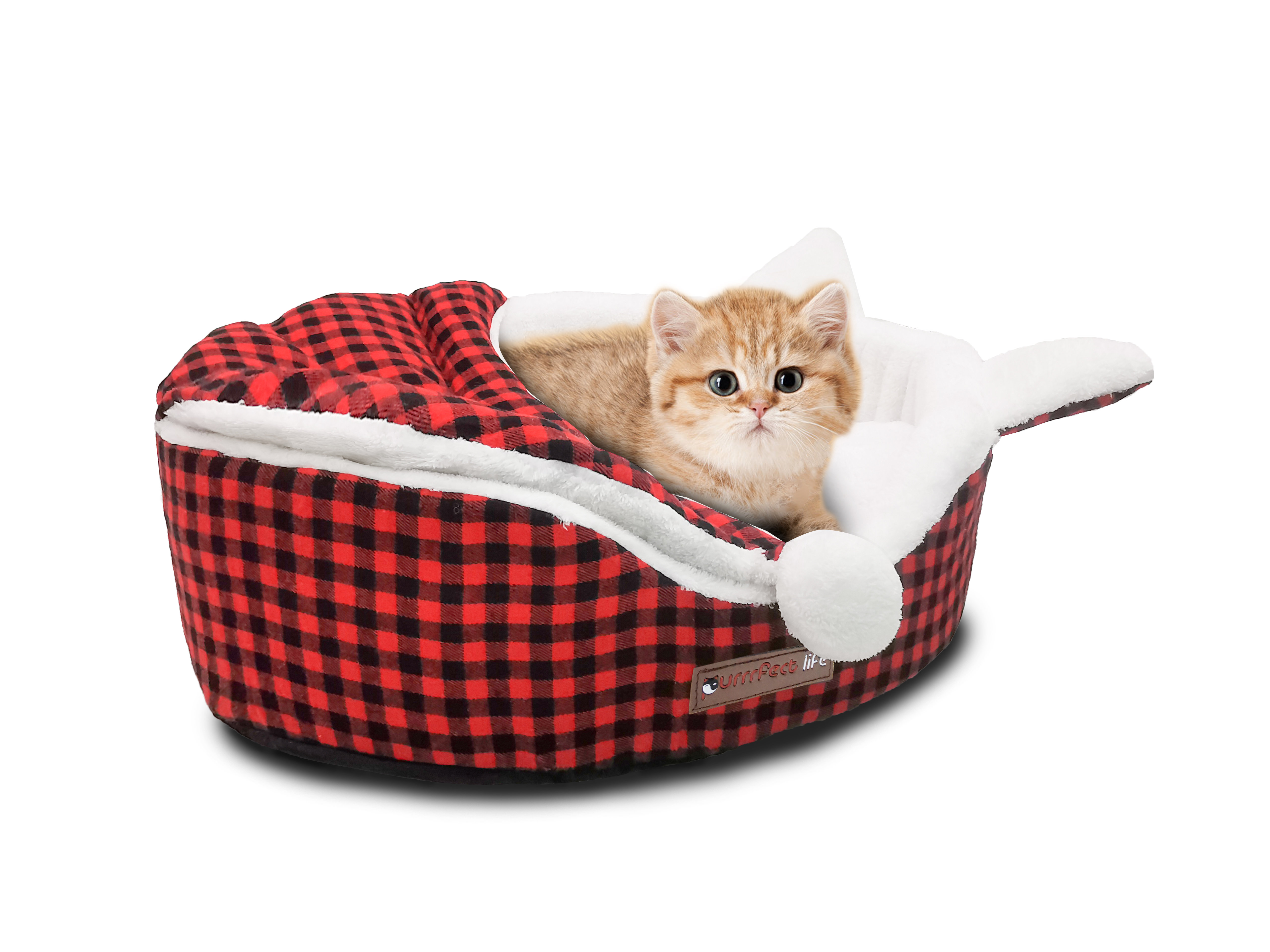 Tucker Murphy Pet™ Oval Cat Beds With Attached Blanket, Hooded Bolster