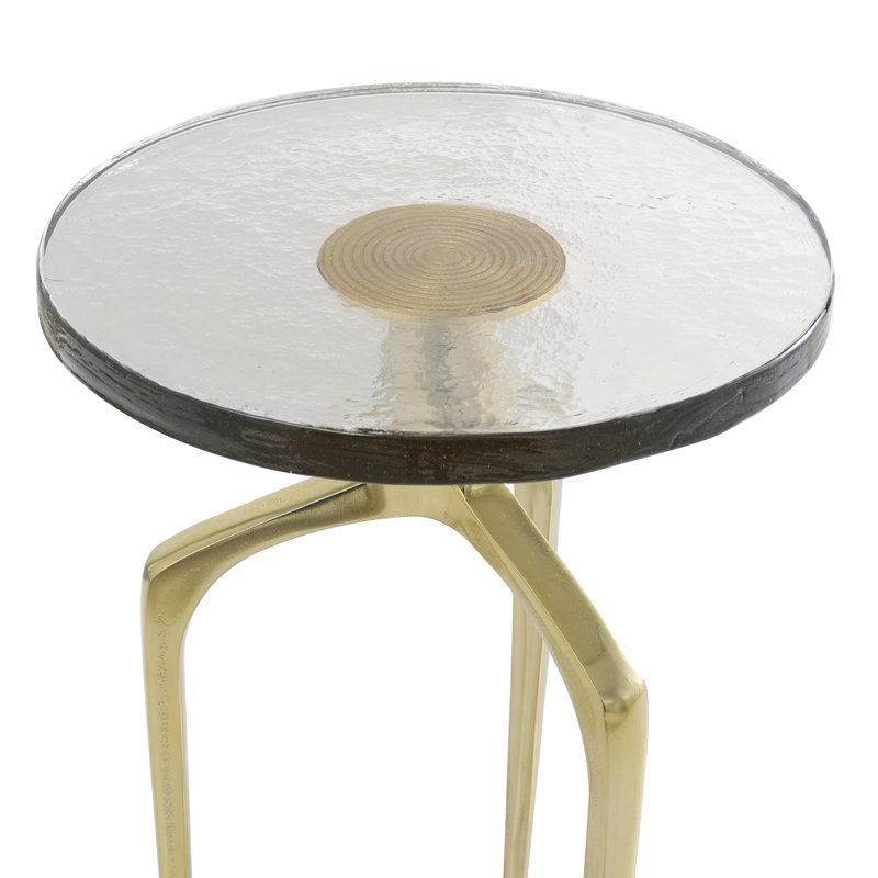 Carolan Glass Cross Legs End Table, Gold