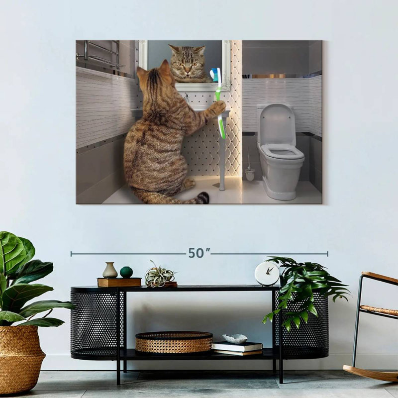 Ketti Cat With Toothbrush, 32" H x 48" W