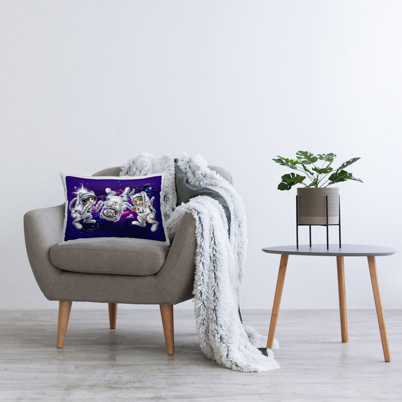 Kittens in Outer Space Decorative Printed Throw Pillow by Jim Baldwin