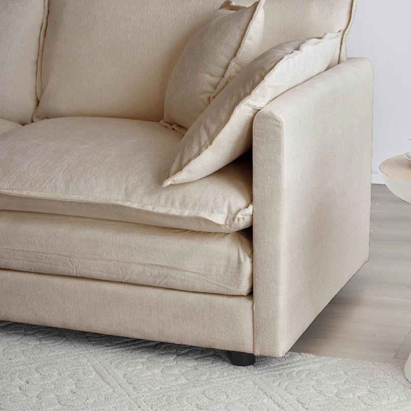 Canapé modulaire surdimensionné en forme de L avec repose-pieds réversible en chenille de café Free Combination Comfy Upholstery