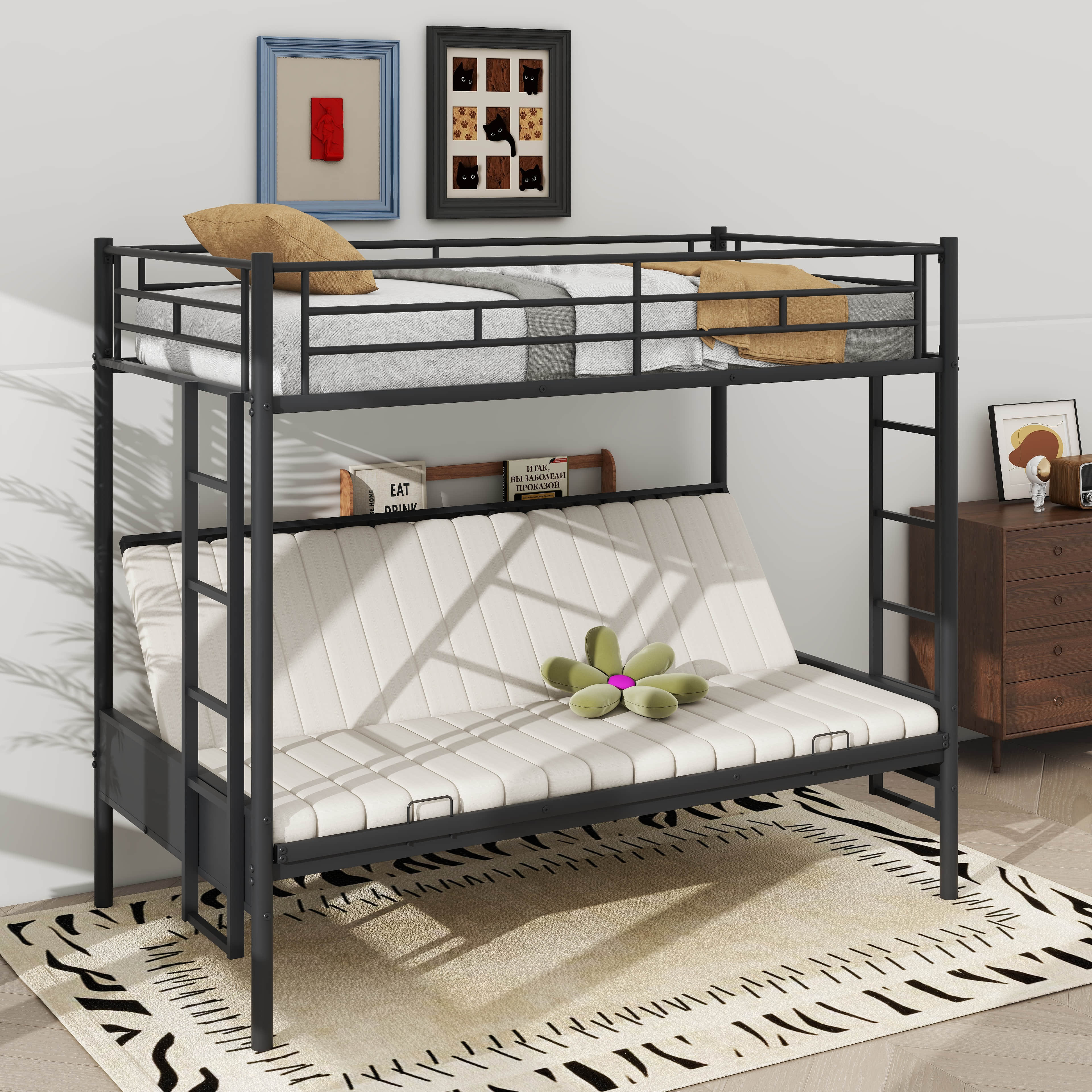 Isabelle & Max™ Twin Over Full Metal Bunk Bed With Two Side Ladders And ...