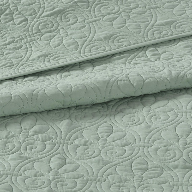 Ensemble de courtepointe réversible 4 pièces, Écume de mer, écume de mer, Courtepointe pour très grand lit + 2 tailles déc