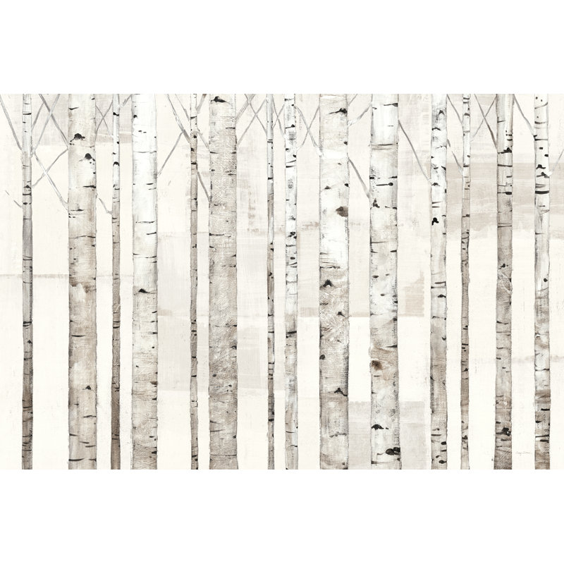 Birch Trees On White by Avery Tillmon - Wrapped Canvas Painting, 30cm H x 46cm W x 3.8cm D