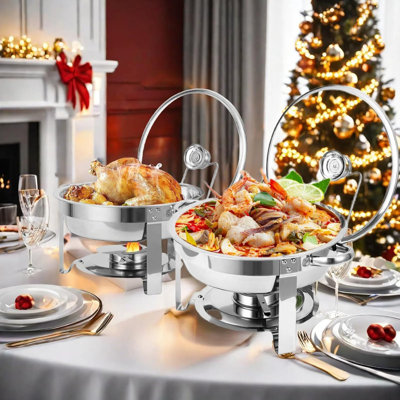 Ensemble de 4 réchauds à buffet, 4 chauffe-plats et réchauds à buffet