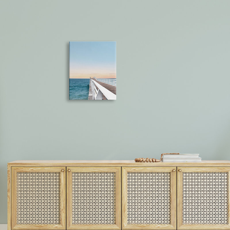 «Beautiful Boardwalk Dock Clear Sky Ocean Breeze» par Natalie Carpentieri - Peinture, Toile tendue