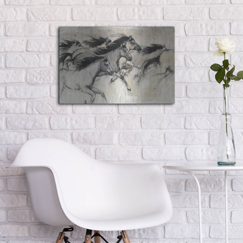 «Luxe Metal Art« Horses In Motion I »par Tim O'Toole, Art mural en métal» par Tim O'Toole, H 16 po x l 24 po
