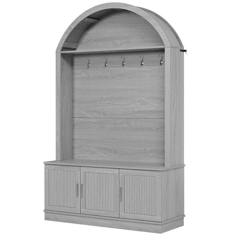 Arch Hall Tree With Bench And Shoe Storage, Gray