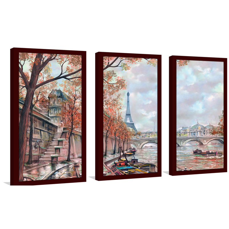« gloomy paris », ensemble de 3 reproductions d’art encadrées, H 25,5 po x l 40,5 po x P 1 po