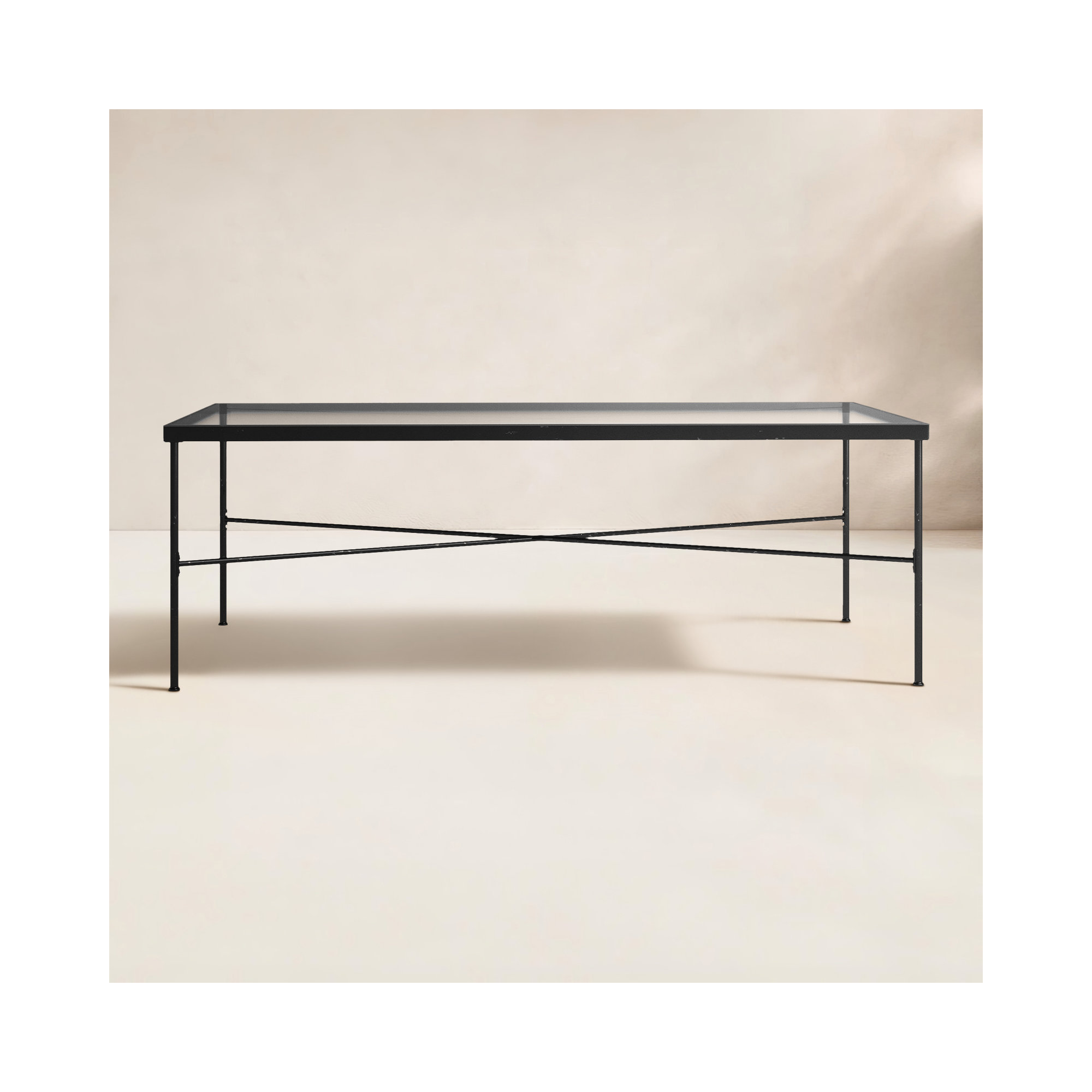 Lucier 84.06'' Glass Outdoor Dining Table, 29" H x 44" W x 84" L 