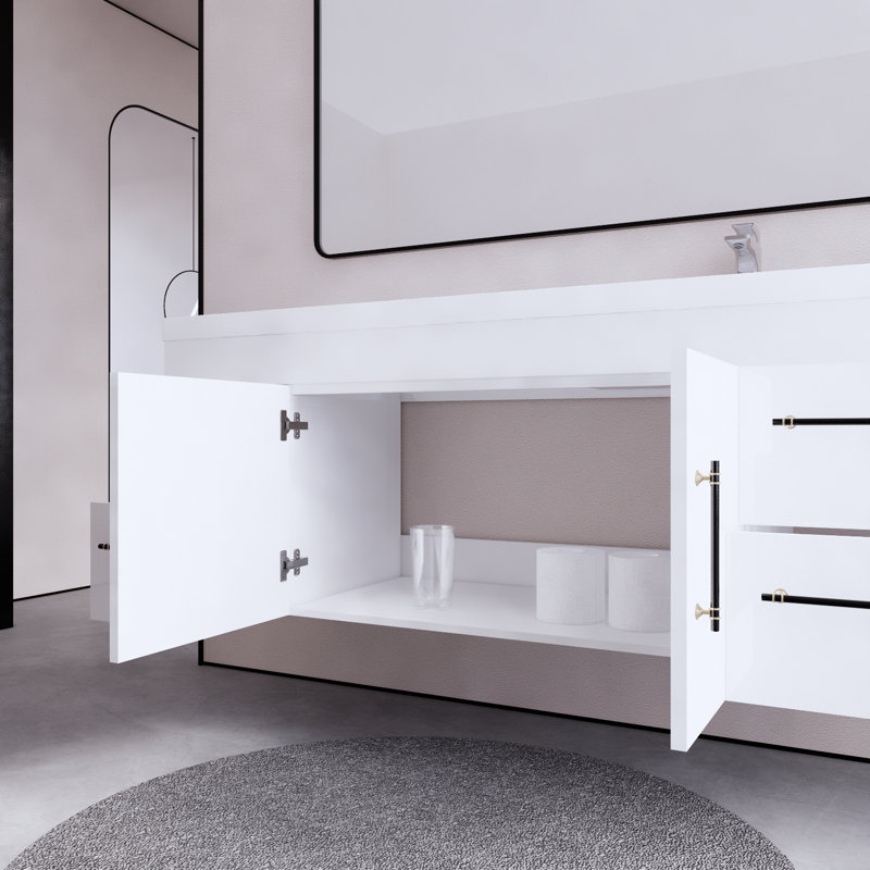 Ensemble de meuble-lavabo simple 59,06 "mural, Blanc