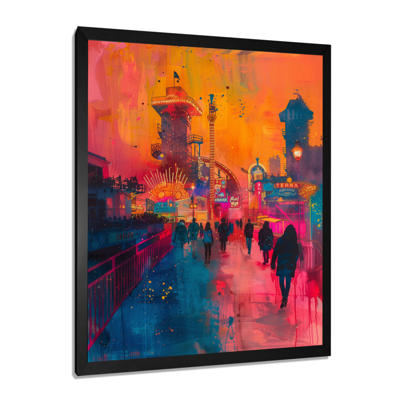 Wael - Amusement Parks, impression d'art mural, H 40 po x l 30 po x P 1,5 po, Cadre simple noir