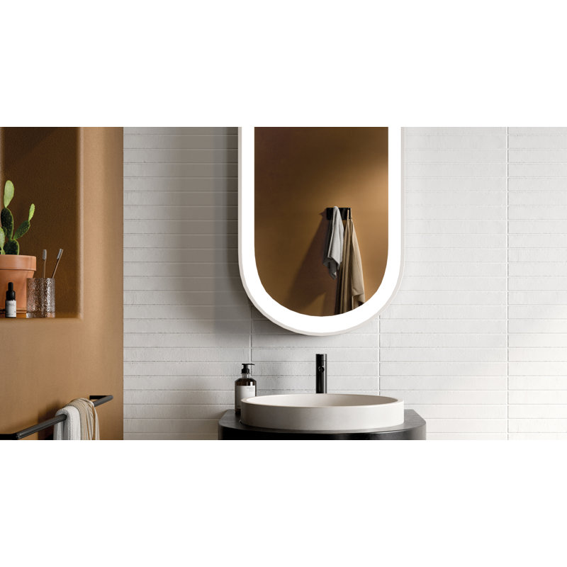 Terrano Brick 2"x18" Porcelain Wall and Floor Tile, White