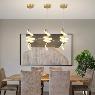 Îlot de cuisine moderne à DEL à spirale moderne, luminaire suspendu à hauteur réglable de 22 W, lustre 4000K pour table de salle à manger, paquet de 1