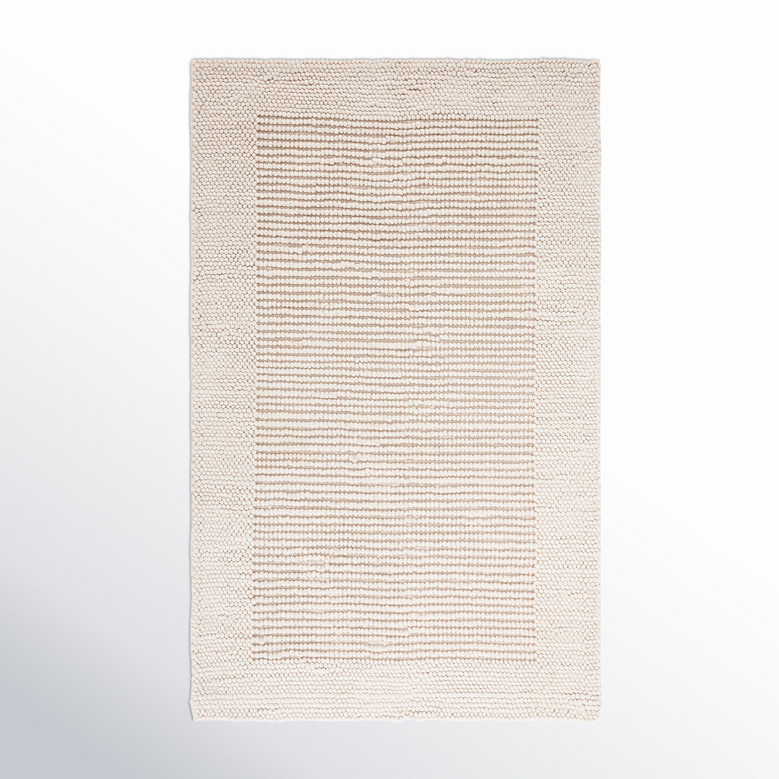 Burdick Ivory Beige Hand-Woven Wool Rug, Rectangle 5' x 8'