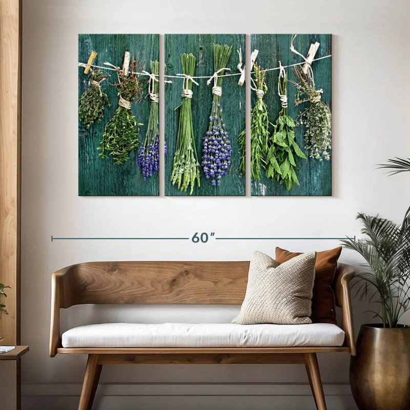 Harnek herbes séchées sur bois, H 32 po x l 50 po