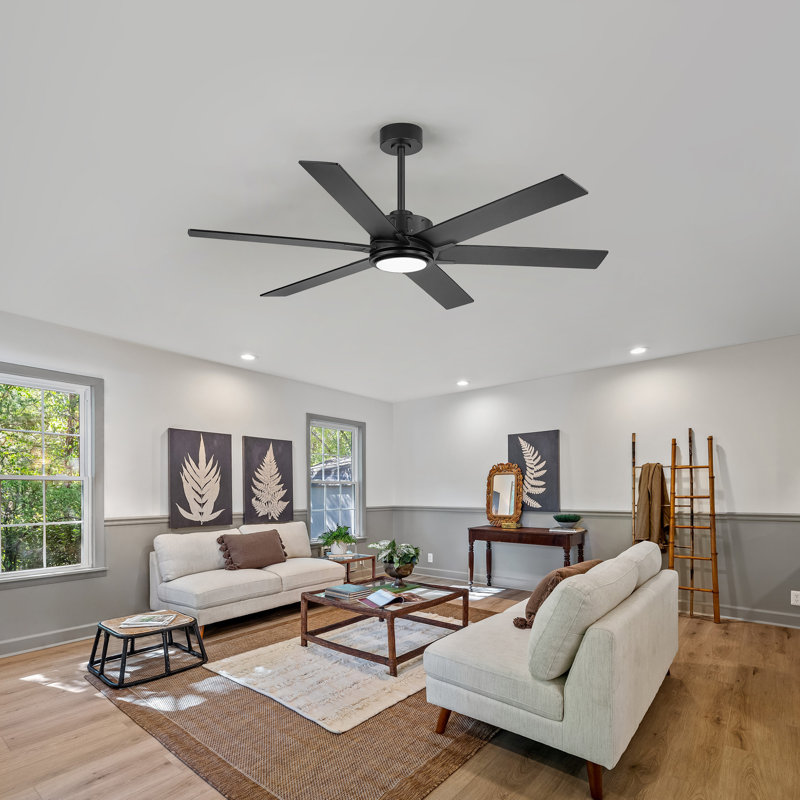 Ventilateur de plafond d'intérieur à 6 pales de 48 po / 56 po / 60 po avec moteur à courant continu réversible sans courant et télécommande à 6 vitesses