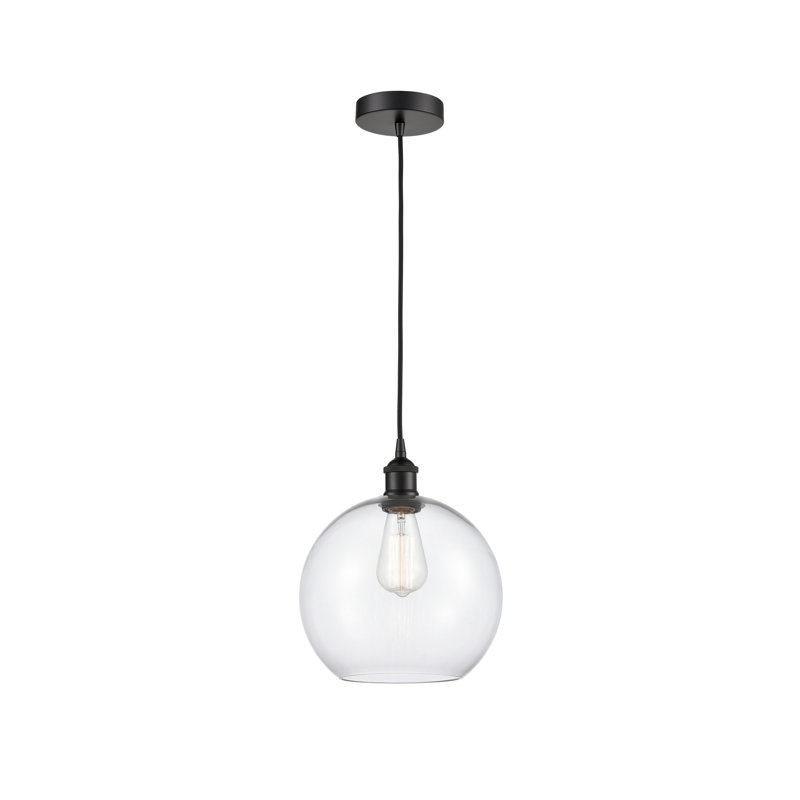 Luminaire sphère suspendu à 1 lumière Ralph, Noir mat, Transparent, H 12,75 po x l 10 po x P 10 po