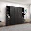 Lit escamotable noir pleine grandeur avec tablettes de rangement et lit mural multifonctionnel pliable pour les petits espaces